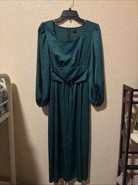 shein raglan sleeve tie front flare satin dress Raglan Sleeve Tie Front Flare Satin Dress